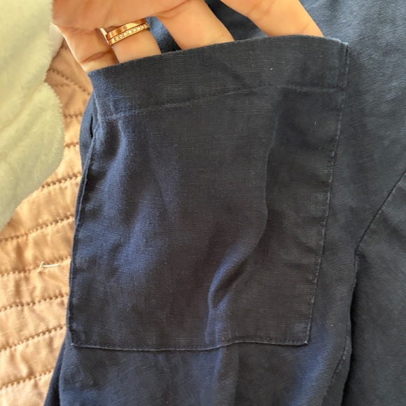 Neiman Marcus Navy Blue Linen Bubble Skirt - Picture 2 of 5